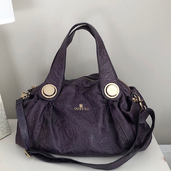GUSTTO Purple Leather Crossbody Shoulder Bag - Picture 2 of 13